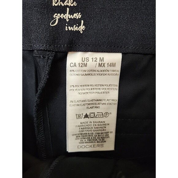 Dockers Truly Slimming Khaki Pants Womens 12 Black Sure Fit Stretch Trouser NEW - Picture 9 of 10